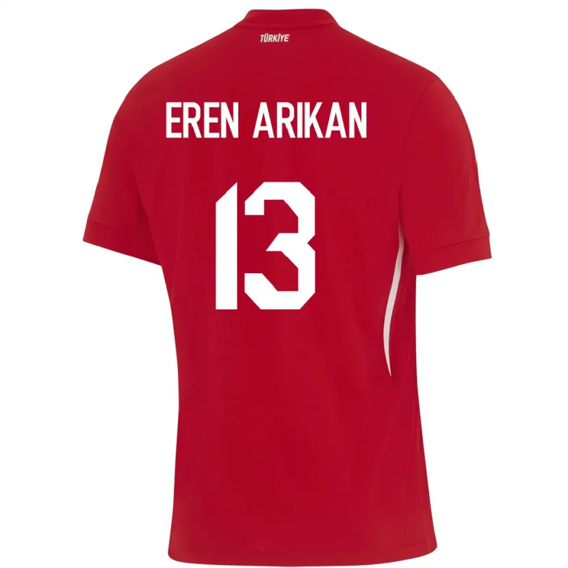 Danxen Dame Tyrkia Muhammed Eren Arıkan #13 Rød Bortetrøye Drakt Trøye 24-26 Skjorter T-Skjorte