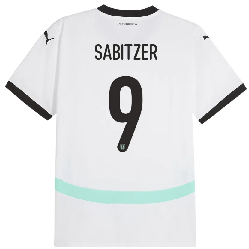 Danxen Dame Østerrike Marcel Sabitzer #9 Hvit Bortetrøye Drakt Trøye 24-26 Skjorter T-Skjorte