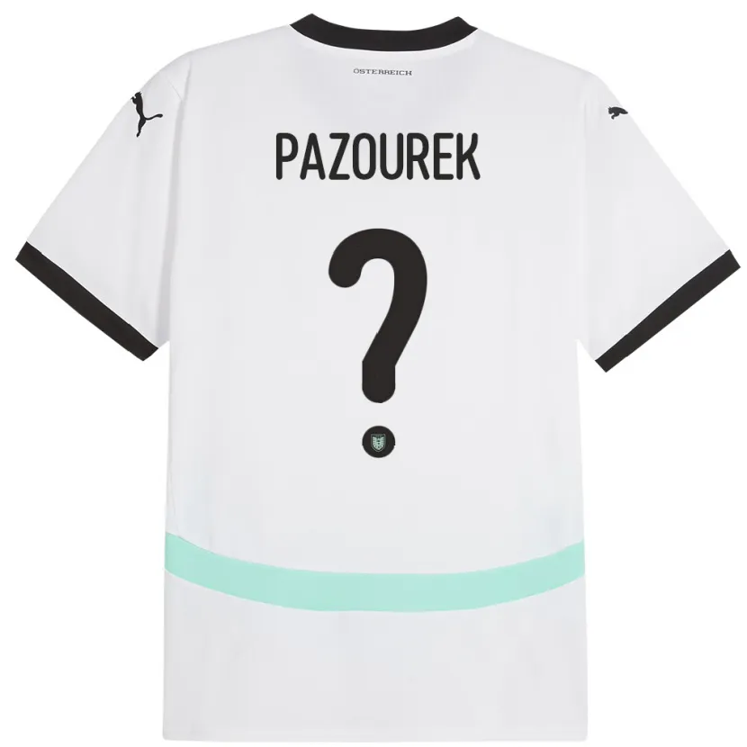 Danxen Dame Østerrike Luca Pazourek #0 Hvit Bortetrøye Drakt Trøye 24-26 Skjorter T-Skjorte