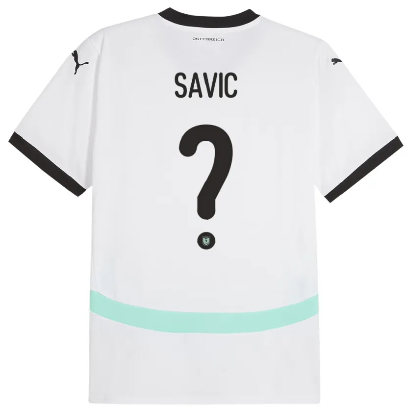 Danxen Dame Østerrike Sergej Savic #0 Hvit Bortetrøye Drakt Trøye 24-26 Skjorter T-Skjorte