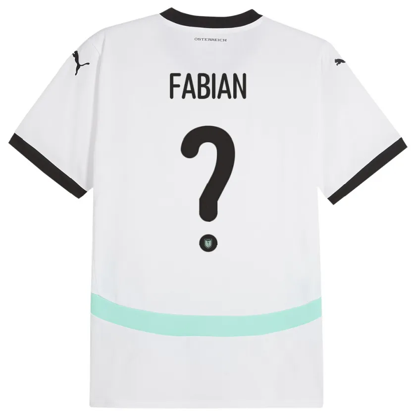 Danxen Dame Østerrike Lukas Fabian #0 Hvit Bortetrøye Drakt Trøye 24-26 Skjorter T-Skjorte