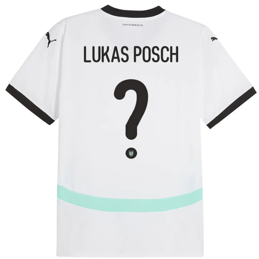 Danxen Dame Østerrike Lukas Posch #0 Hvit Bortetrøye Drakt Trøye 24-26 Skjorter T-Skjorte