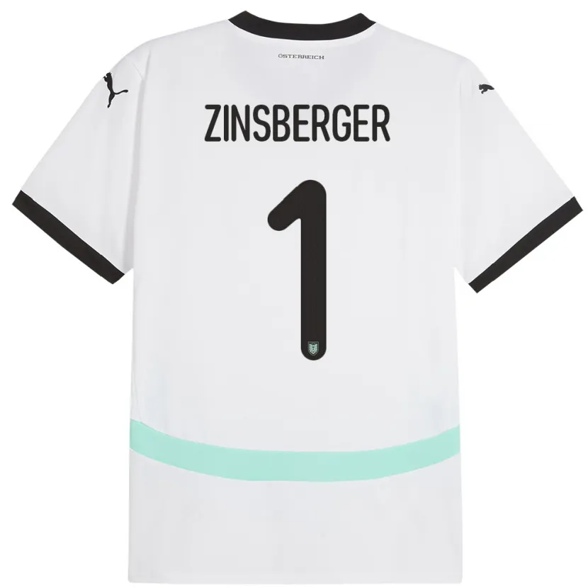 Danxen Dame Østerrike Manuela Zinsberger #1 Hvit Bortetrøye Drakt Trøye 24-26 Skjorter T-Skjorte