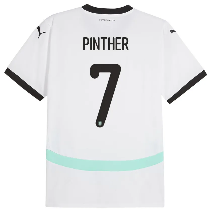 Danxen Dame Østerrike Viktoria Pinther #7 Hvit Bortetrøye Drakt Trøye 24-26 Skjorter T-Skjorte