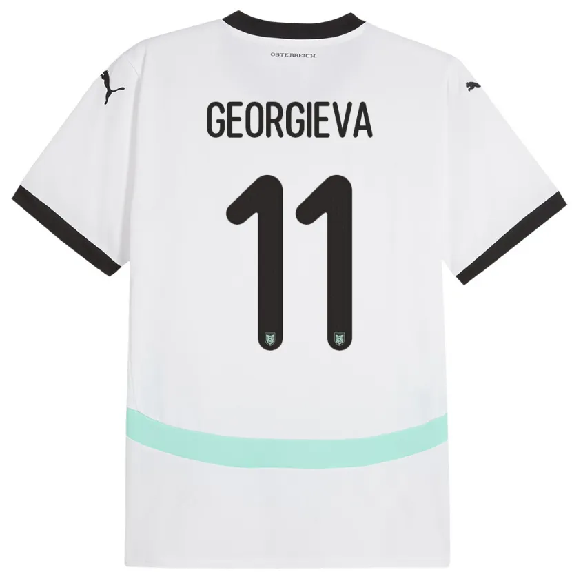 Danxen Dame Østerrike Marina Georgieva #11 Hvit Bortetrøye Drakt Trøye 24-26 Skjorter T-Skjorte