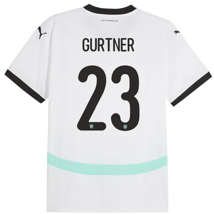 Danxen Dame Østerrike Andrea Gurtner #23 Hvit Bortetrøye Drakt Trøye 24-26 Skjorter T-Skjorte