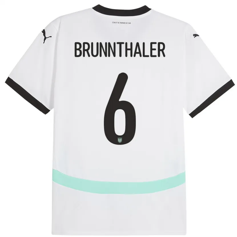 Danxen Dame Østerrike Melanie Brunnthaler #6 Hvit Bortetrøye Drakt Trøye 24-26 Skjorter T-Skjorte