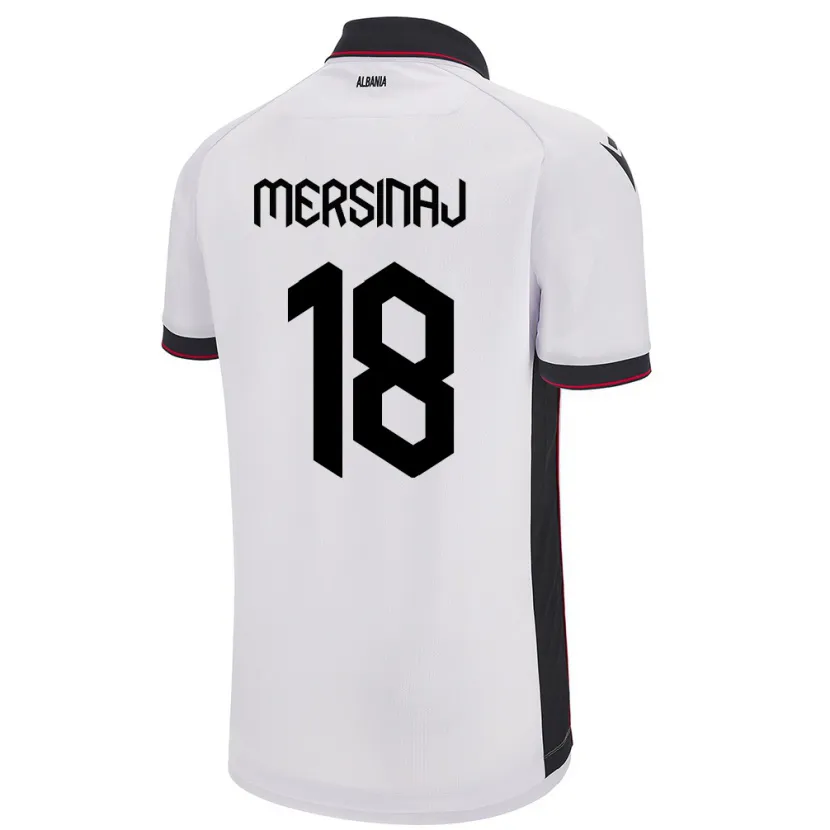 Danxen Dame Albania Jon Mersinaj #18 Hvit Bortetrøye Drakt Trøye 24-26 Skjorter T-Skjorte