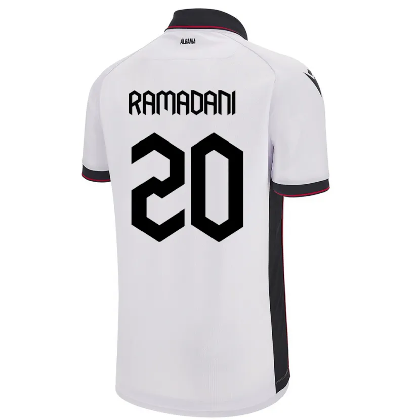 Danxen Dame Albania Ylber Ramadani #20 Hvit Bortetrøye Drakt Trøye 24-26 Skjorter T-Skjorte