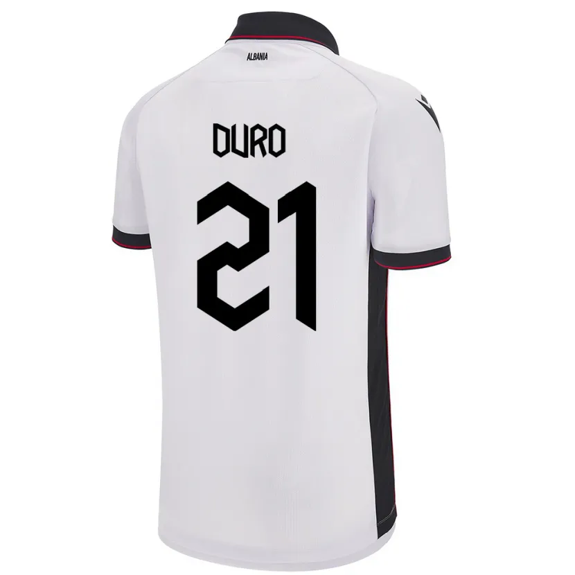 Danxen Dame Albania Dejvi Duro #21 Hvit Bortetrøye Drakt Trøye 24-26 Skjorter T-Skjorte
