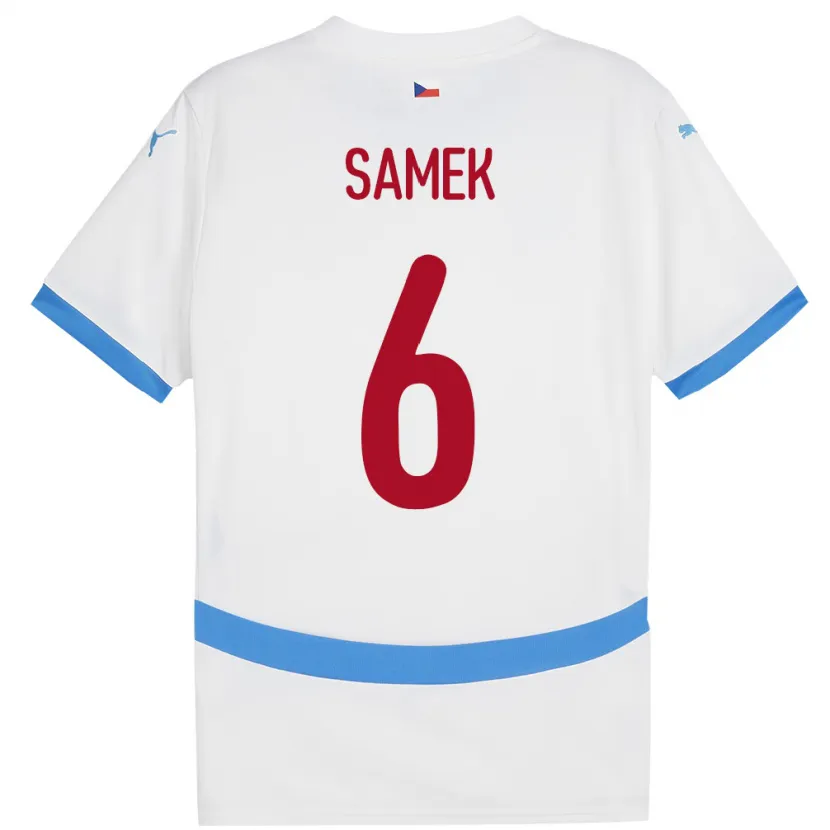 Danxen Dame Tsjekkia Daniel Samek #6 Hvit Bortetrøye Drakt Trøye 24-26 Skjorter T-Skjorte