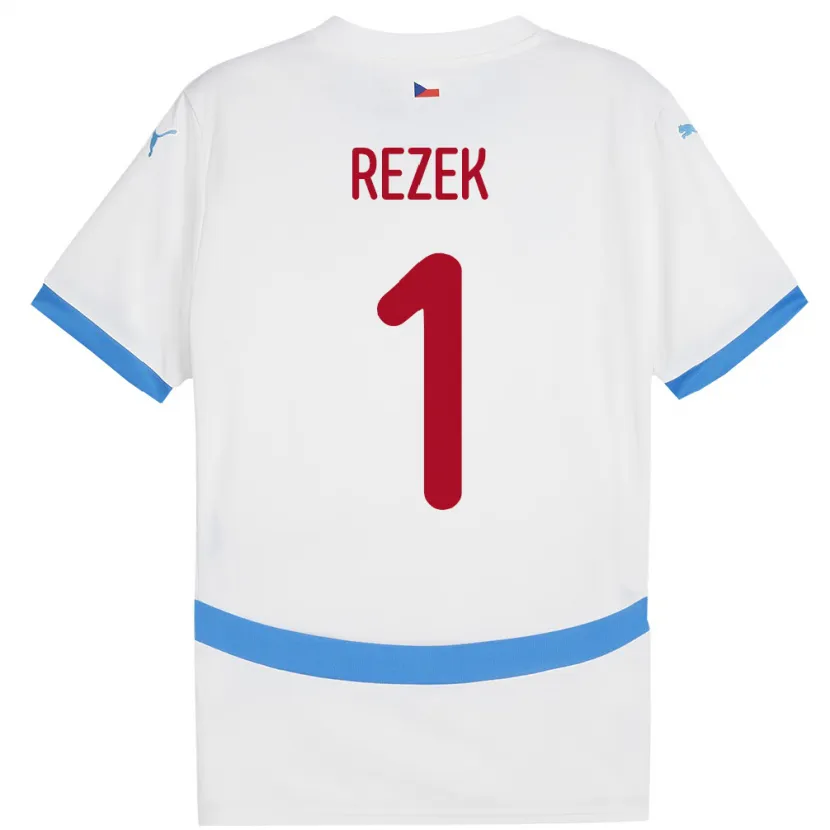 Danxen Dame Tsjekkia Adam Rezek #1 Hvit Bortetrøye Drakt Trøye 24-26 Skjorter T-Skjorte