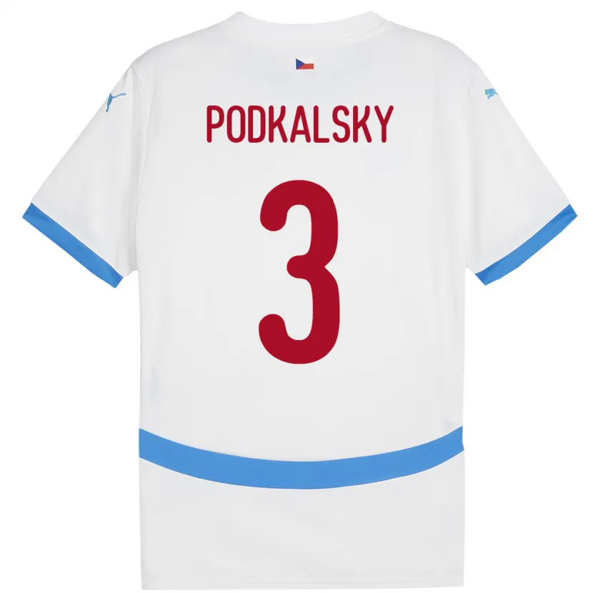 Danxen Dame Tsjekkia Jakub Podkalsky #3 Hvit Bortetrøye Drakt Trøye 24-26 Skjorter T-Skjorte