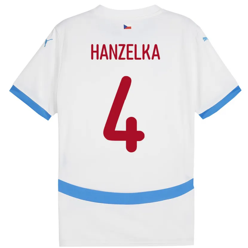 Danxen Dame Tsjekkia Denis Hanzelka #4 Hvit Bortetrøye Drakt Trøye 24-26 Skjorter T-Skjorte