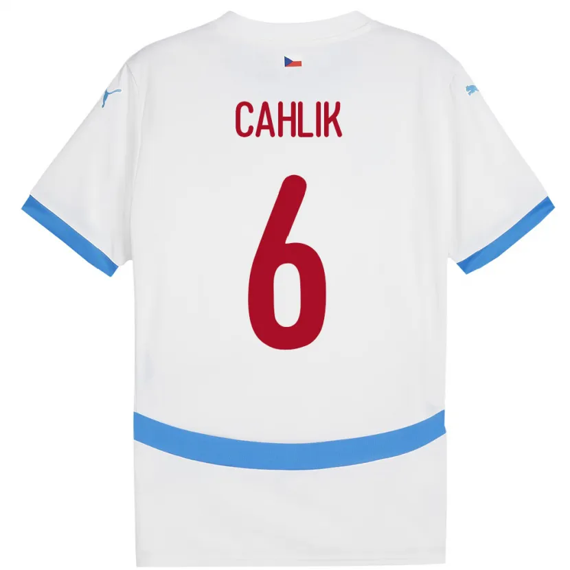 Danxen Dame Tsjekkia Jakub Cahlik #6 Hvit Bortetrøye Drakt Trøye 24-26 Skjorter T-Skjorte