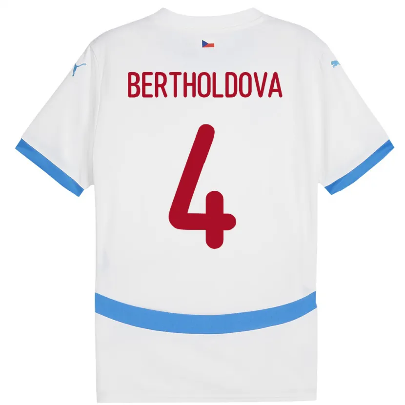 Danxen Dame Tsjekkia Petra Bertholdová #4 Hvit Bortetrøye Drakt Trøye 24-26 Skjorter T-Skjorte