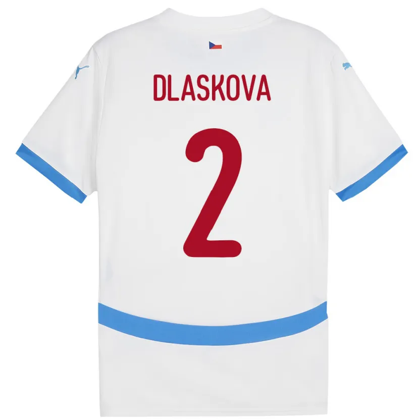 Danxen Dame Tsjekkia Anna Dlasková #2 Hvit Bortetrøye Drakt Trøye 24-26 Skjorter T-Skjorte