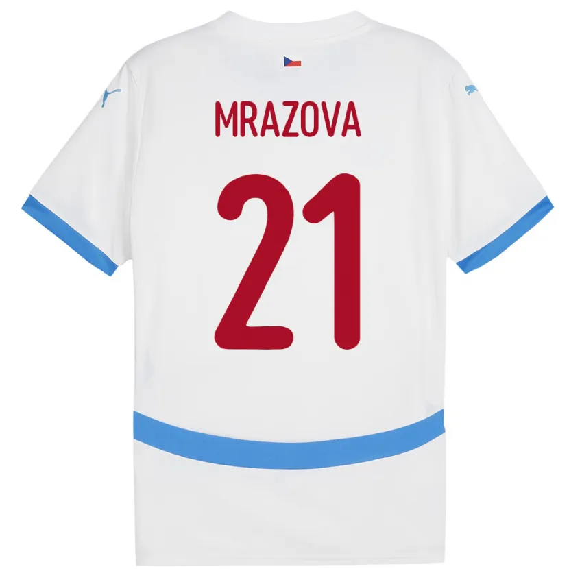 Danxen Dame Tsjekkia Miroslava Mrázová #21 Hvit Bortetrøye Drakt Trøye 24-26 Skjorter T-Skjorte