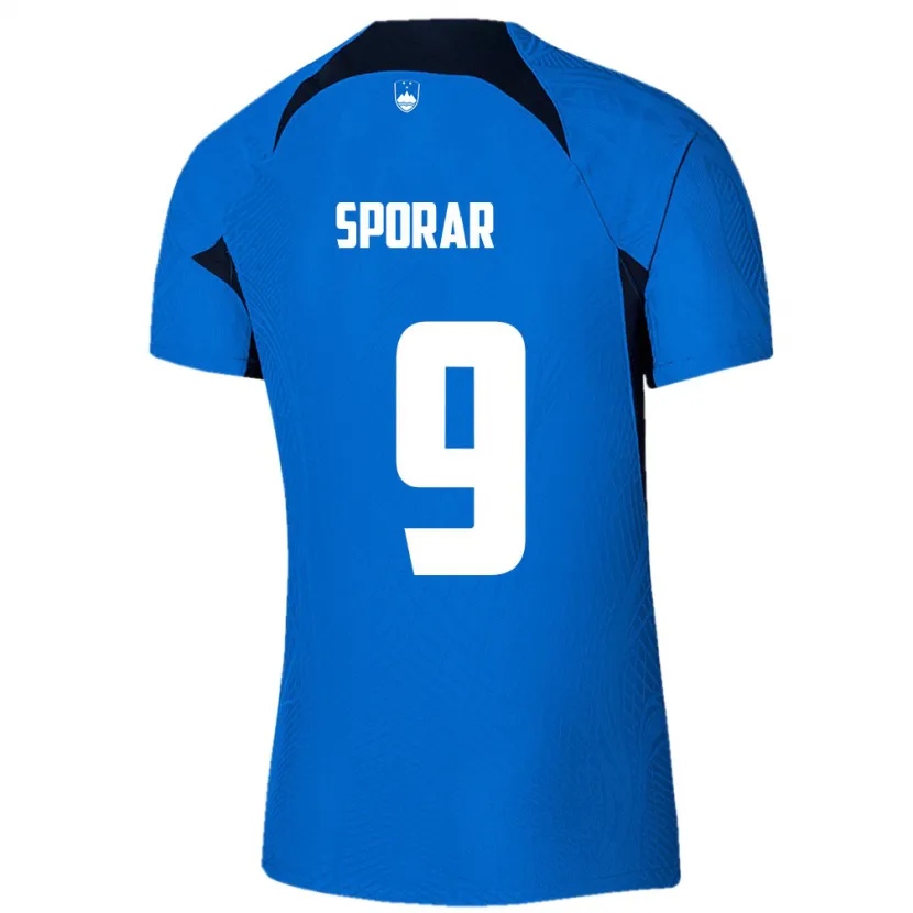 Danxen Dame Slovenia Andraz Sporar #9 Blå Bortetrøye Drakt Trøye 24-26 Skjorter T-Skjorte