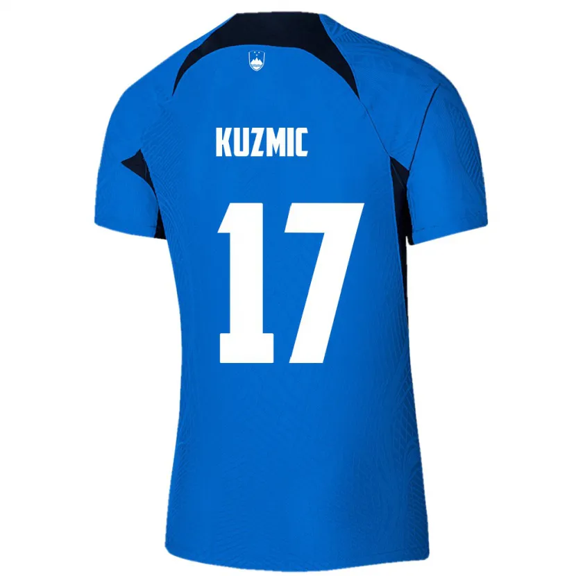 Danxen Dame Slovenia Srdjan Kuzmic #17 Blå Bortetrøye Drakt Trøye 24-26 Skjorter T-Skjorte