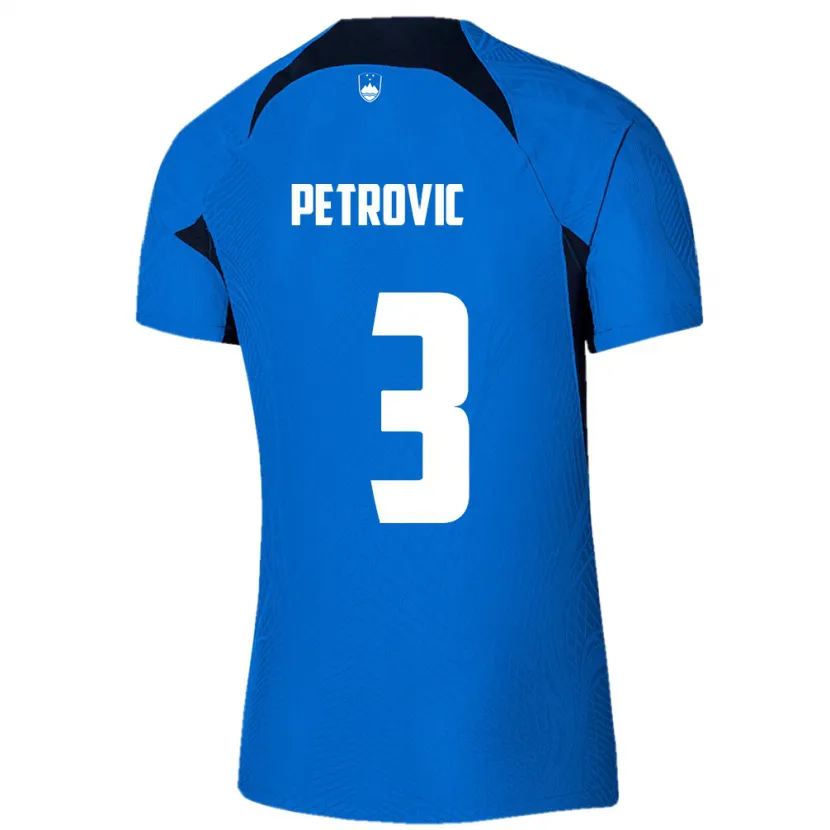 Danxen Dame Slovenia Zan Petrovic #3 Blå Bortetrøye Drakt Trøye 24-26 Skjorter T-Skjorte