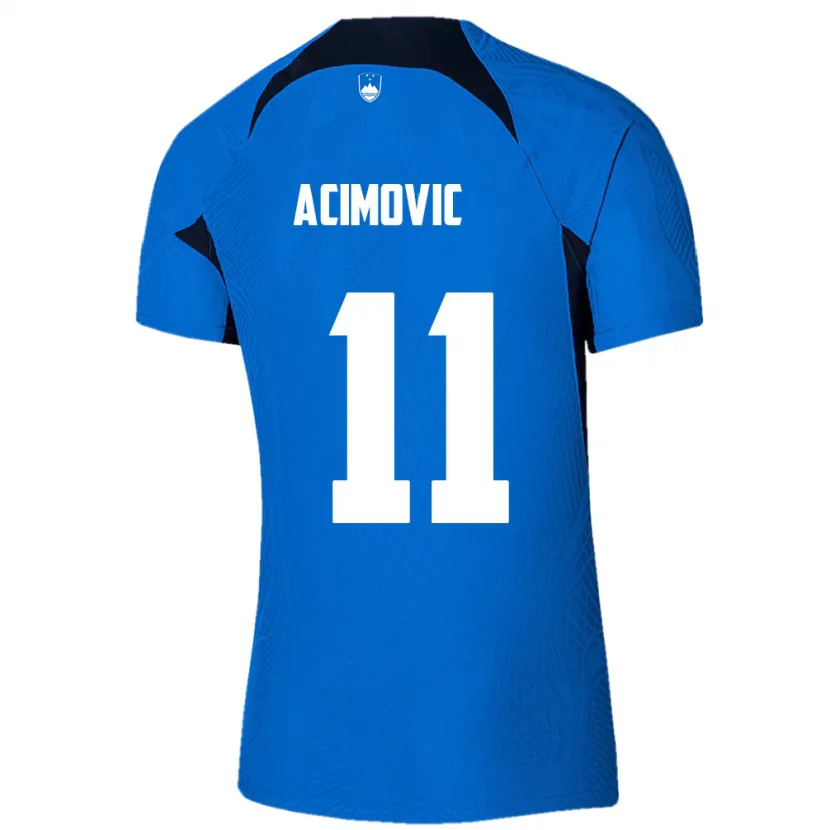 Danxen Dame Slovenia Mateo Acimovic #11 Blå Bortetrøye Drakt Trøye 24-26 Skjorter T-Skjorte