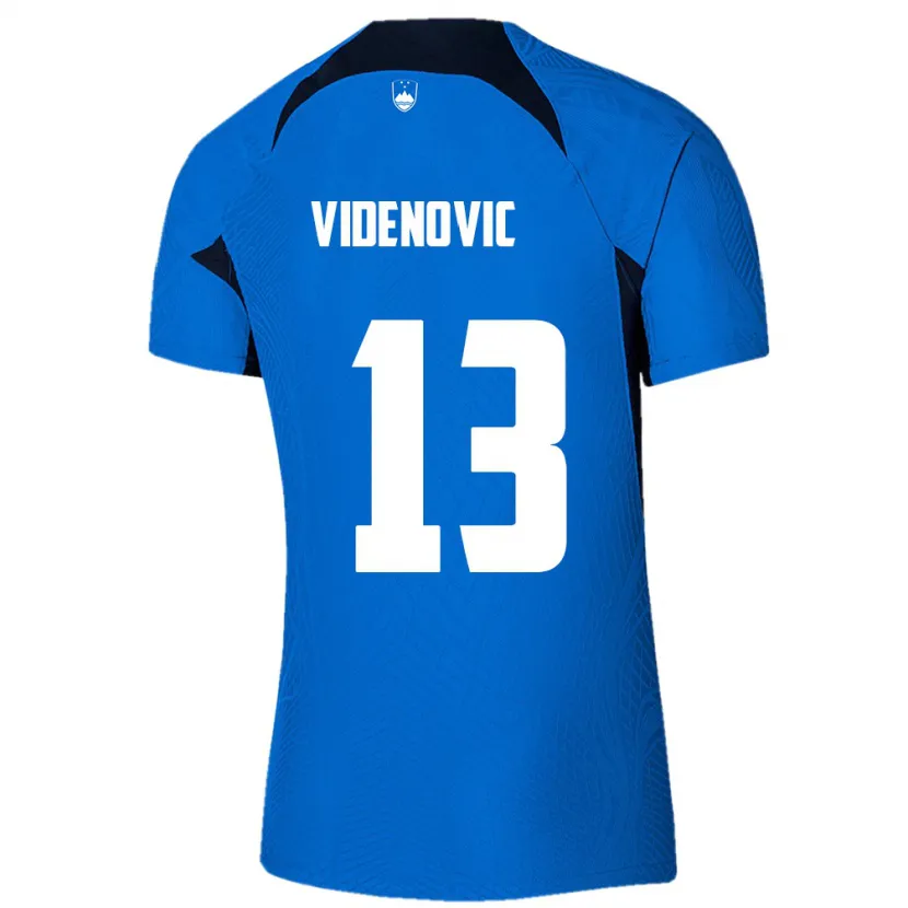 Danxen Dame Slovenia Denis Videnovic #13 Blå Bortetrøye Drakt Trøye 24-26 Skjorter T-Skjorte