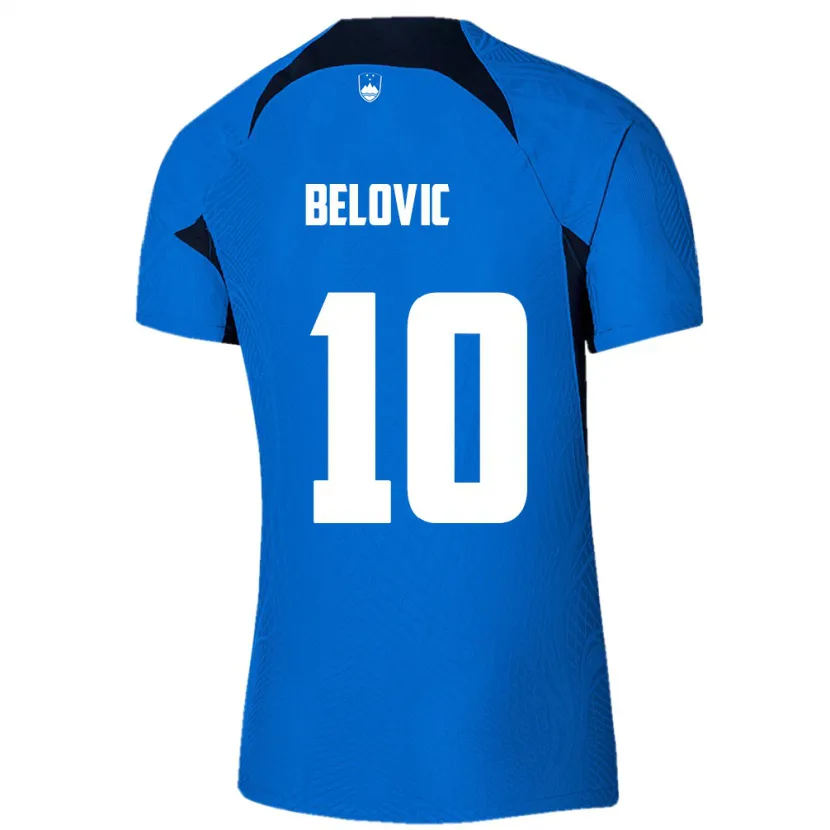 Danxen Dame Slovenia Nik Belovic #10 Blå Bortetrøye Drakt Trøye 24-26 Skjorter T-Skjorte