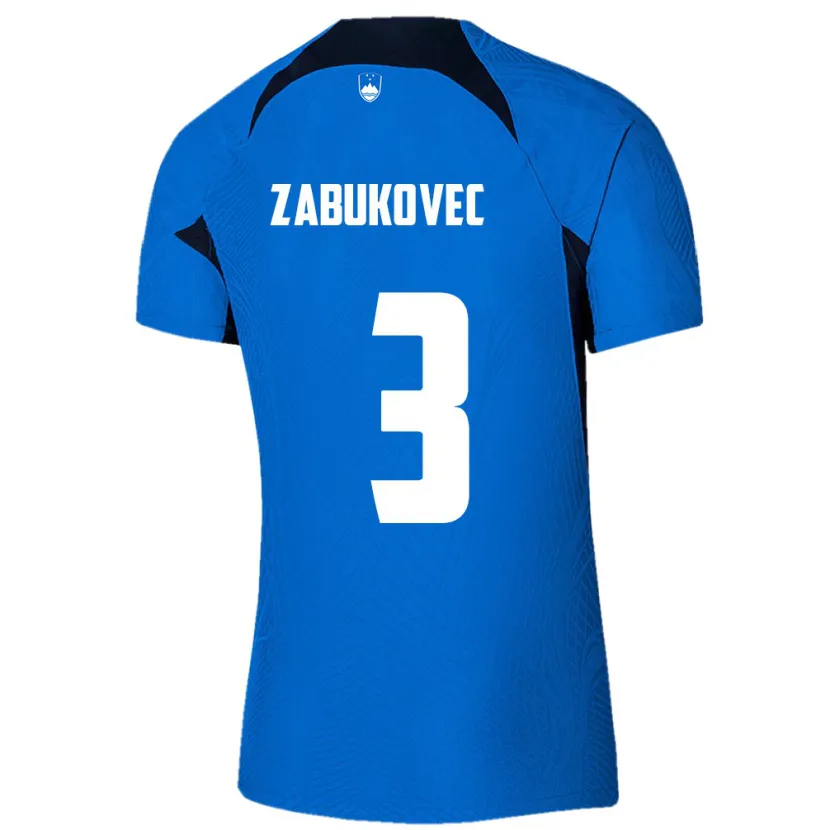 Danxen Dame Slovenia Anze Zabukovec #3 Blå Bortetrøye Drakt Trøye 24-26 Skjorter T-Skjorte
