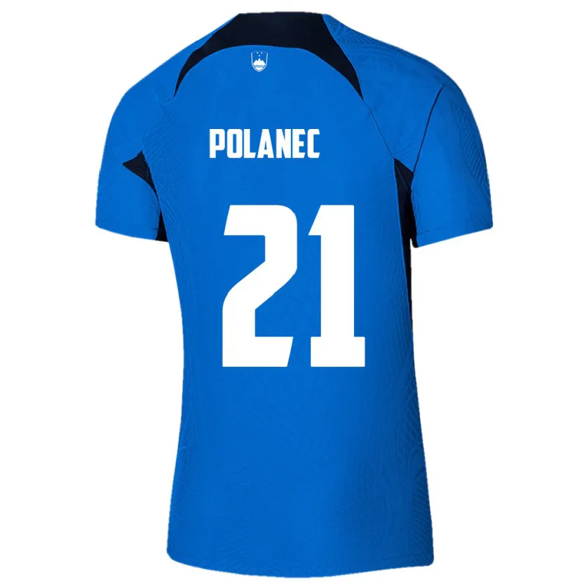 Danxen Dame Slovenia Gaj Polanec #21 Blå Bortetrøye Drakt Trøye 24-26 Skjorter T-Skjorte