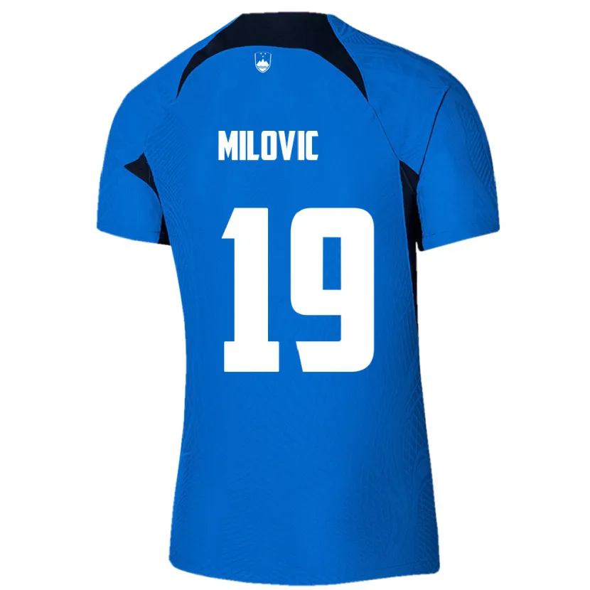 Danxen Dame Slovenia Ana Milovič #19 Blå Bortetrøye Drakt Trøye 24-26 Skjorter T-Skjorte