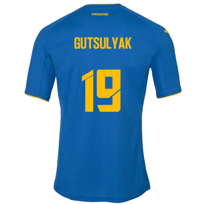 Danxen Dame Ukraina Oleksiy Gutsulyak #19 Blå Bortetrøye Drakt Trøye 24-26 Skjorter T-Skjorte