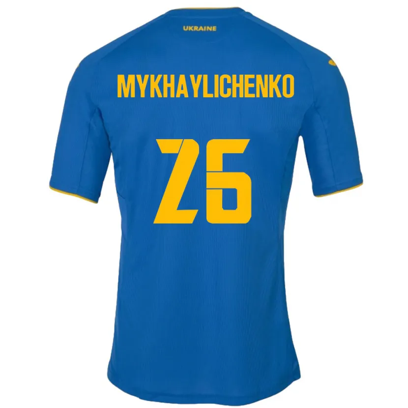 Danxen Dame Ukraina Bogdan Mykhaylichenko #26 Blå Bortetrøye Drakt Trøye 24-26 Skjorter T-Skjorte
