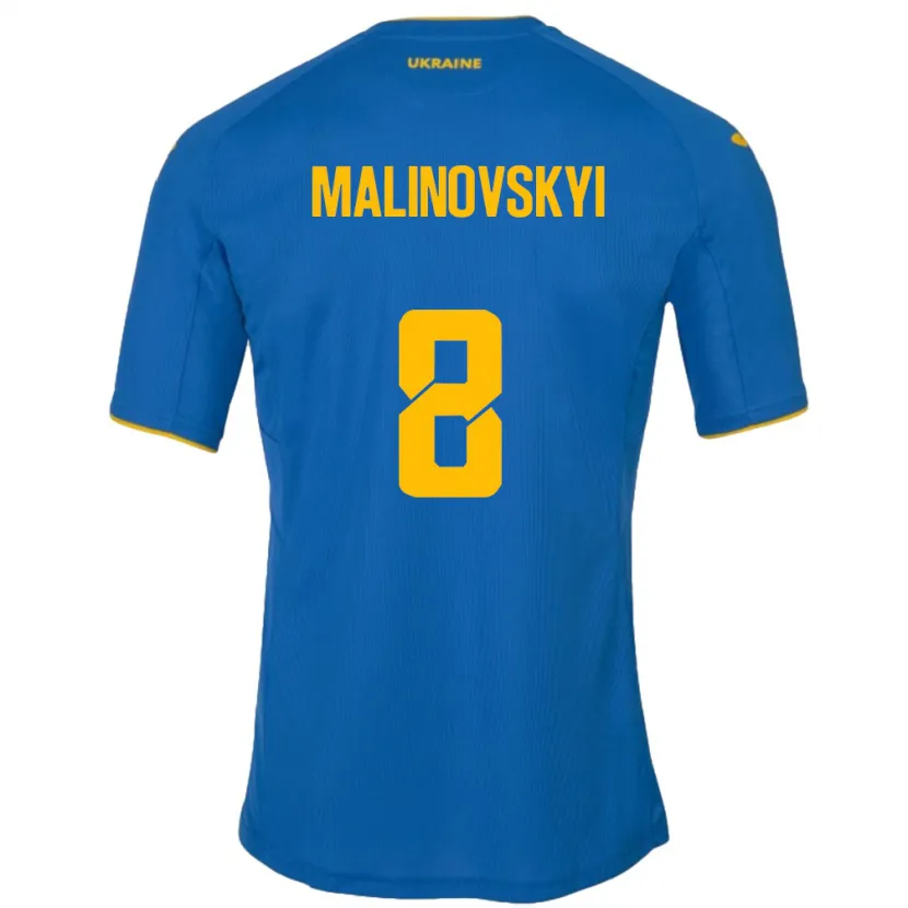 Danxen Dame Ukraina Ruslan Malinovskyi #8 Blå Bortetrøye Drakt Trøye 24-26 Skjorter T-Skjorte