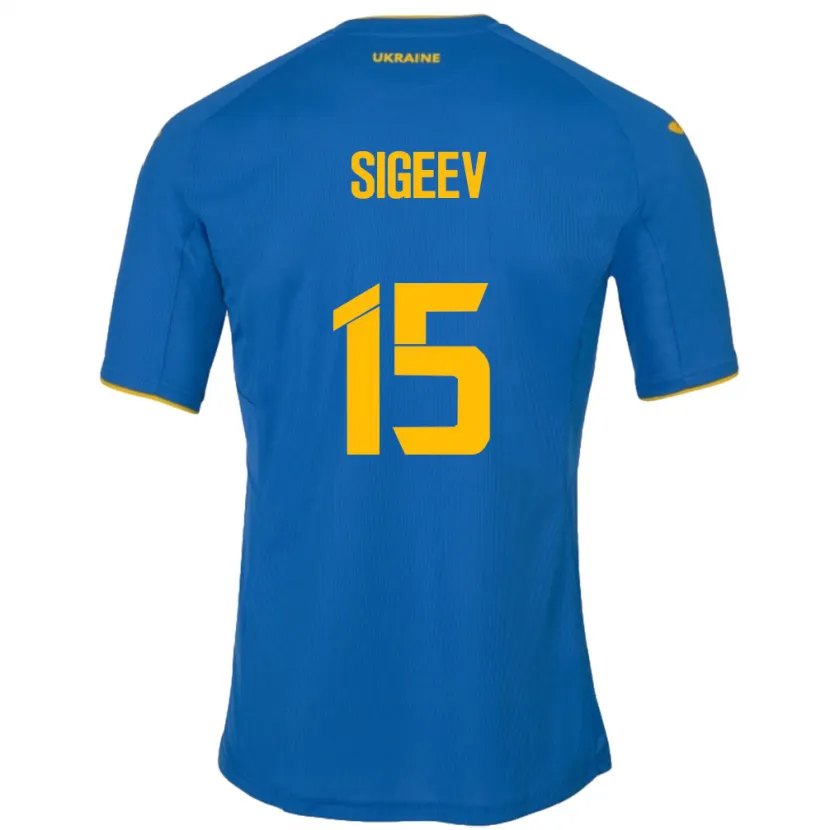 Danxen Dame Ukraina Kyrylo Sigeev #15 Blå Bortetrøye Drakt Trøye 24-26 Skjorter T-Skjorte
