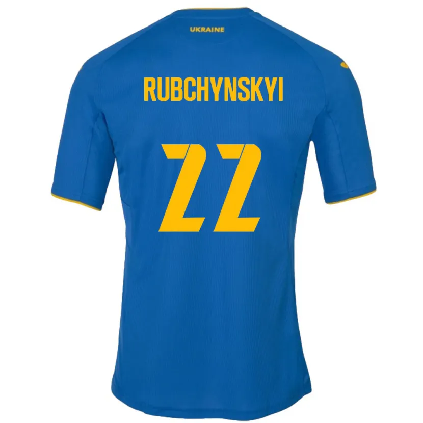 Danxen Dame Ukraina Valentyn Rubchynskyi #22 Blå Bortetrøye Drakt Trøye 24-26 Skjorter T-Skjorte