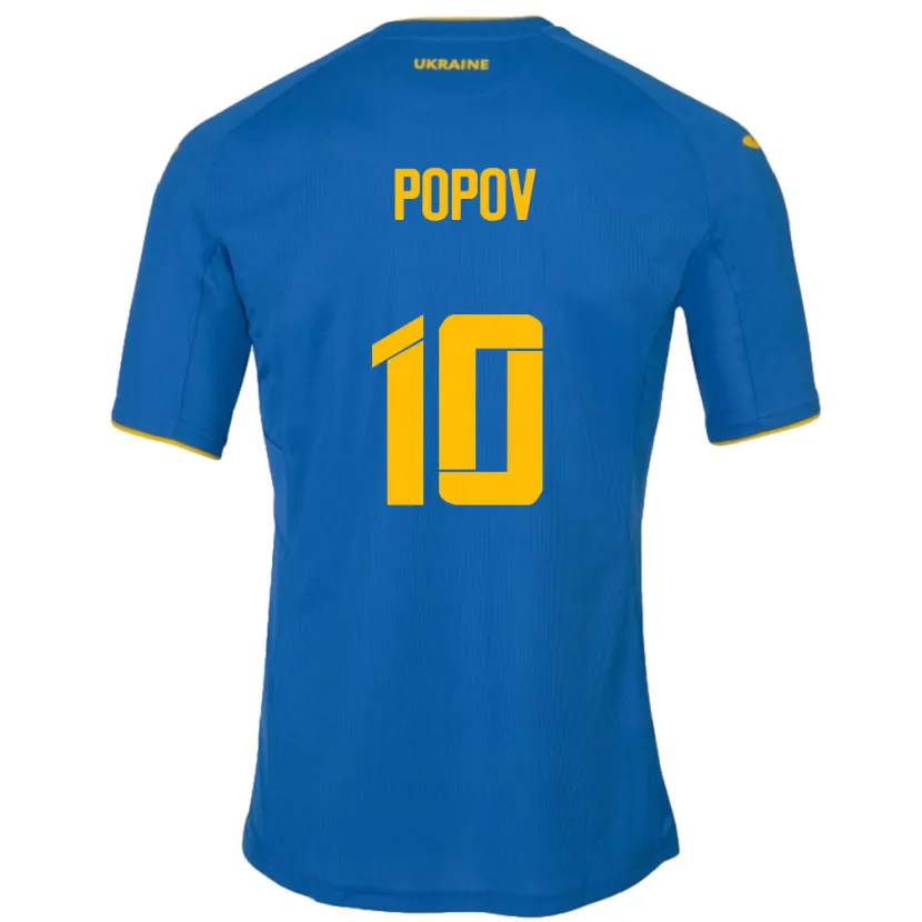 Danxen Dame Ukraina Bogdan Popov #10 Blå Bortetrøye Drakt Trøye 24-26 Skjorter T-Skjorte