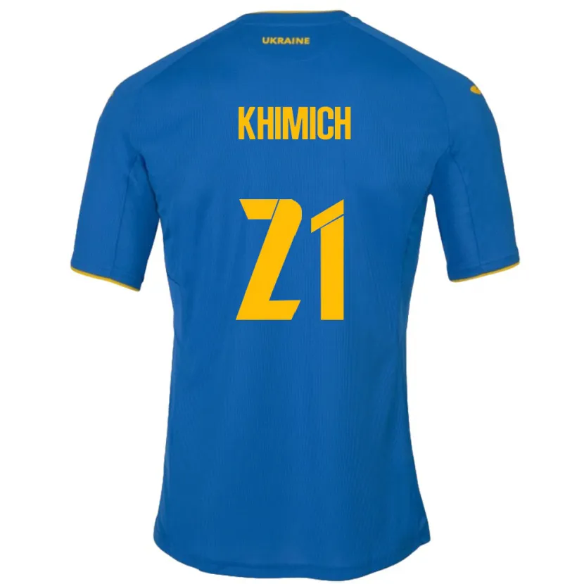 Danxen Dame Ukraina Tamila Khimich #21 Blå Bortetrøye Drakt Trøye 24-26 Skjorter T-Skjorte