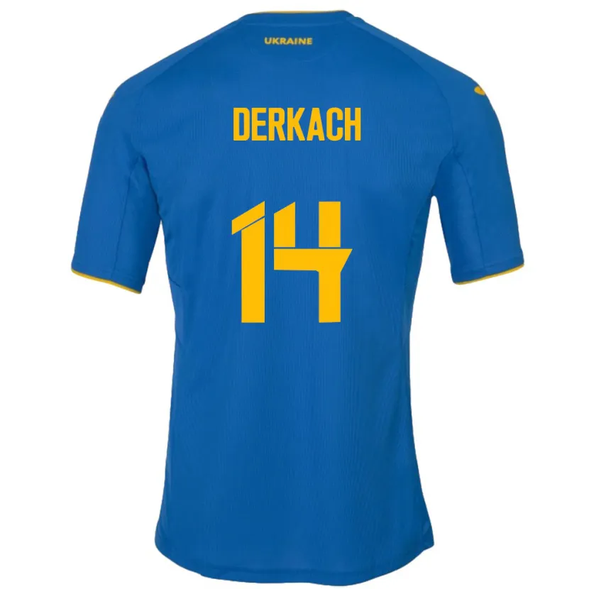 Danxen Dame Ukraina Yana Derkach #14 Blå Bortetrøye Drakt Trøye 24-26 Skjorter T-Skjorte