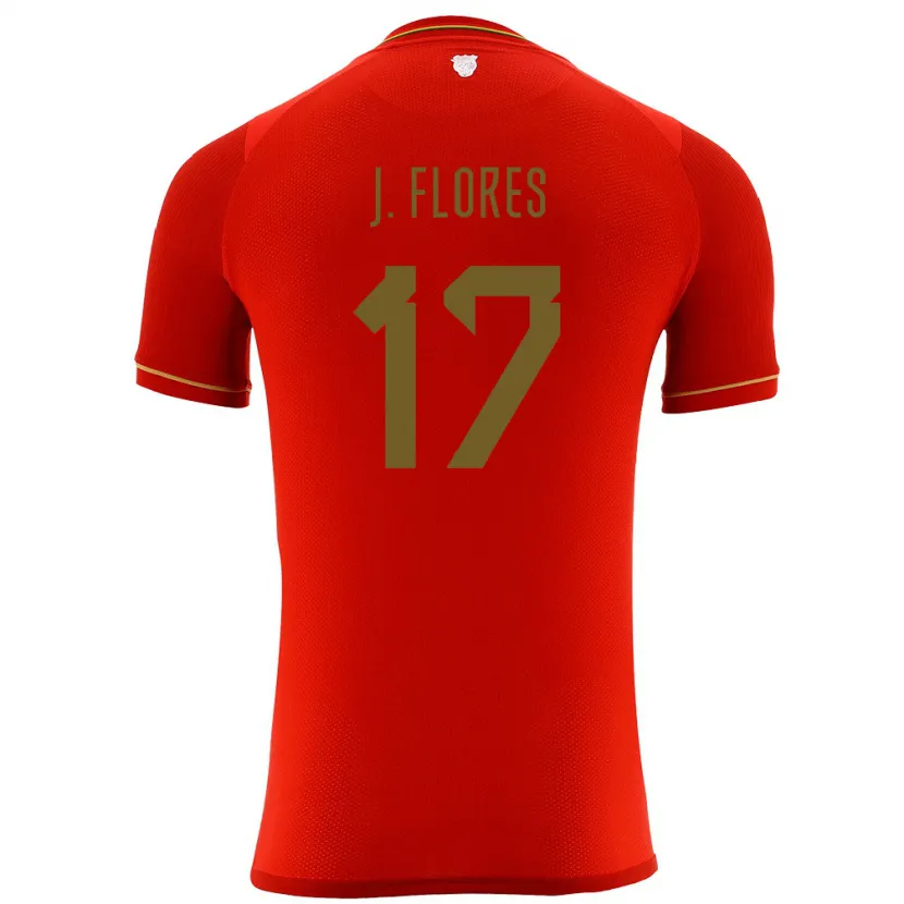 Danxen Dame Bolivia José Flores #17 Rød Bortetrøye Drakt Trøye 24-26 Skjorter T-Skjorte