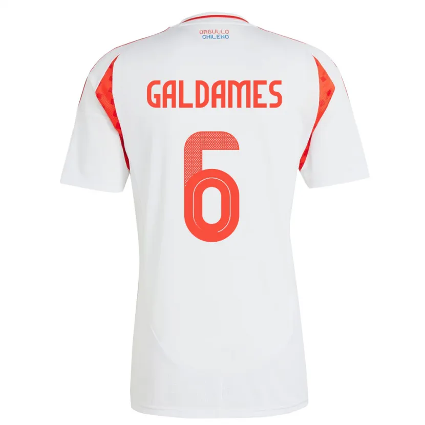 Danxen Dame Chile Thomas Galdames #6 Hvit Bortetrøye Drakt Trøye 24-26 Skjorter T-Skjorte