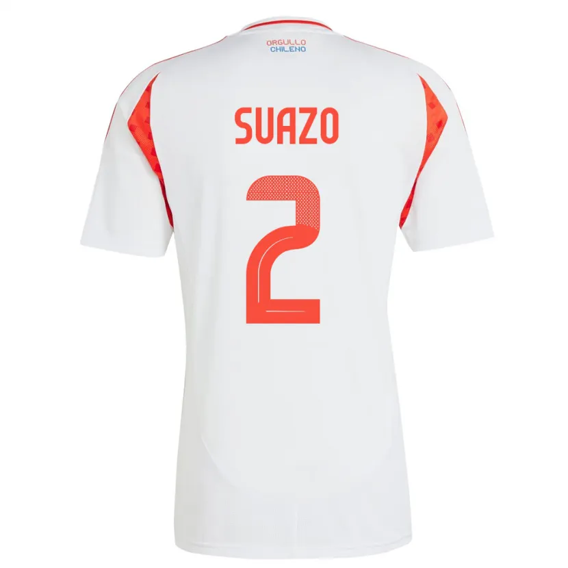 Danxen Dame Chile Gabriel Suazo #2 Hvit Bortetrøye Drakt Trøye 24-26 Skjorter T-Skjorte