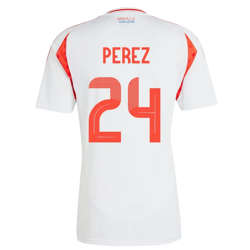 Danxen Dame Chile César Pérez #24 Hvit Bortetrøye Drakt Trøye 24-26 Skjorter T-Skjorte