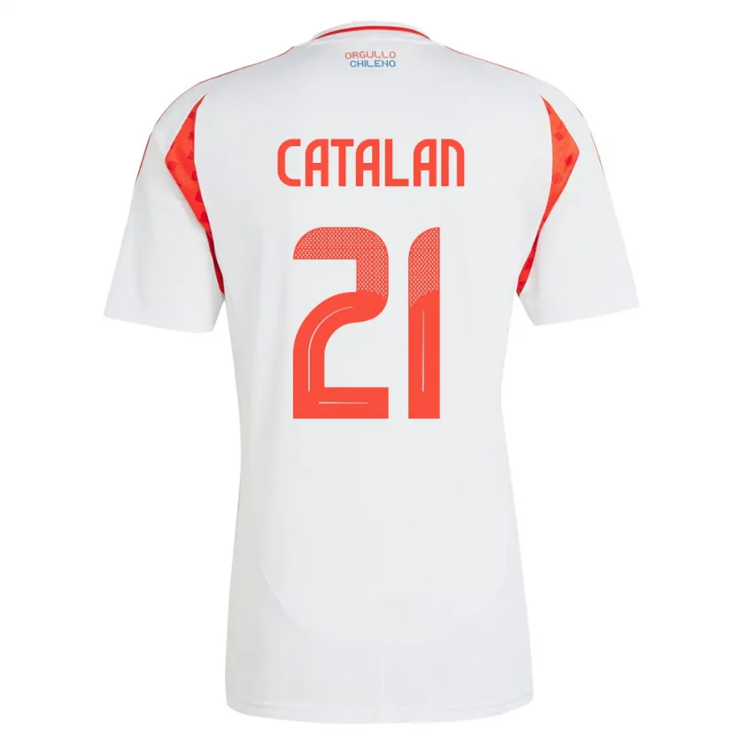 Danxen Dame Chile Matías Catalán #21 Hvit Bortetrøye Drakt Trøye 24-26 Skjorter T-Skjorte