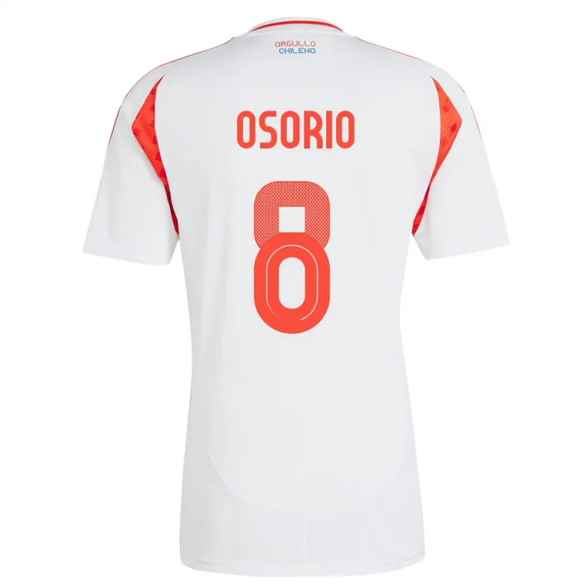 Danxen Dame Chile Darío Osorio #8 Hvit Bortetrøye Drakt Trøye 24-26 Skjorter T-Skjorte