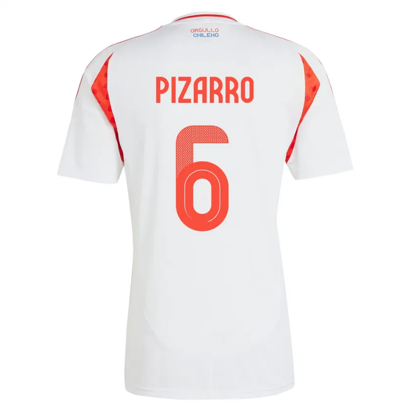 Danxen Dame Chile Vicente Pizarro #6 Hvit Bortetrøye Drakt Trøye 24-26 Skjorter T-Skjorte