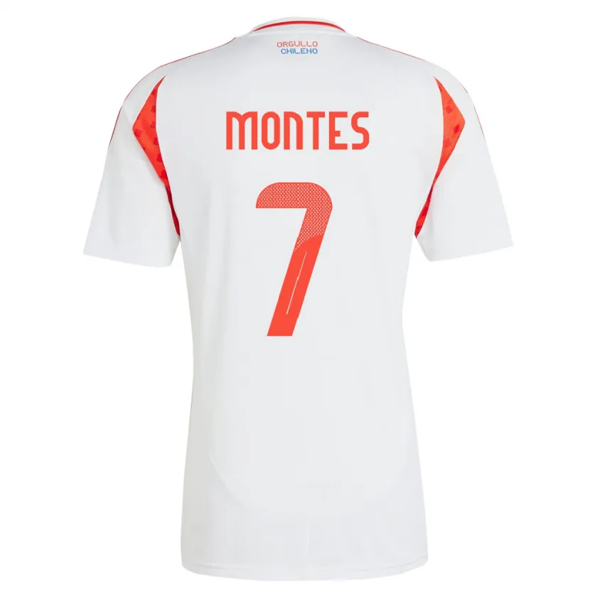 Danxen Dame Chile Clemente Montes #7 Hvit Bortetrøye Drakt Trøye 24-26 Skjorter T-Skjorte