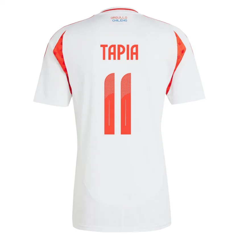 Danxen Dame Chile Gonzalo Tapia #11 Hvit Bortetrøye Drakt Trøye 24-26 Skjorter T-Skjorte