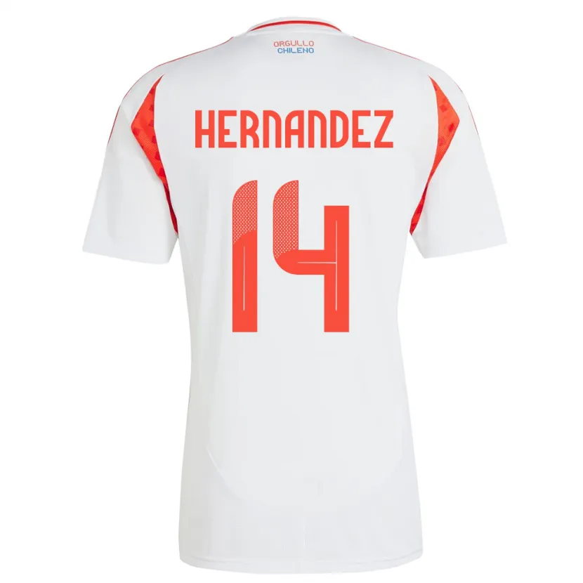 Danxen Dame Chile Leandro Hernández #14 Hvit Bortetrøye Drakt Trøye 24-26 Skjorter T-Skjorte