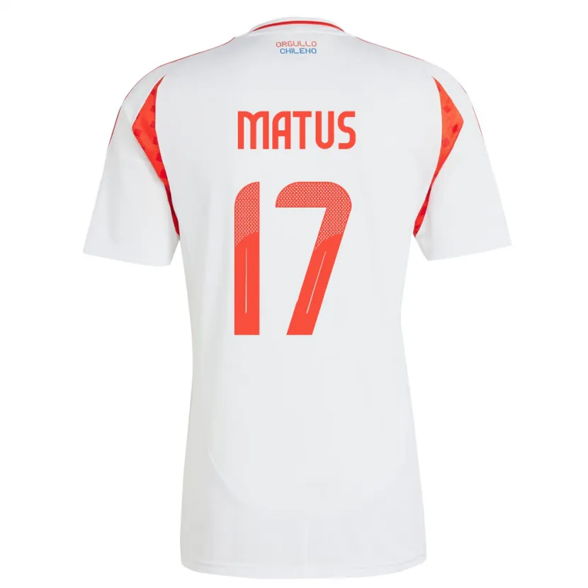 Danxen Dame Chile Esteban Matus #17 Hvit Bortetrøye Drakt Trøye 24-26 Skjorter T-Skjorte